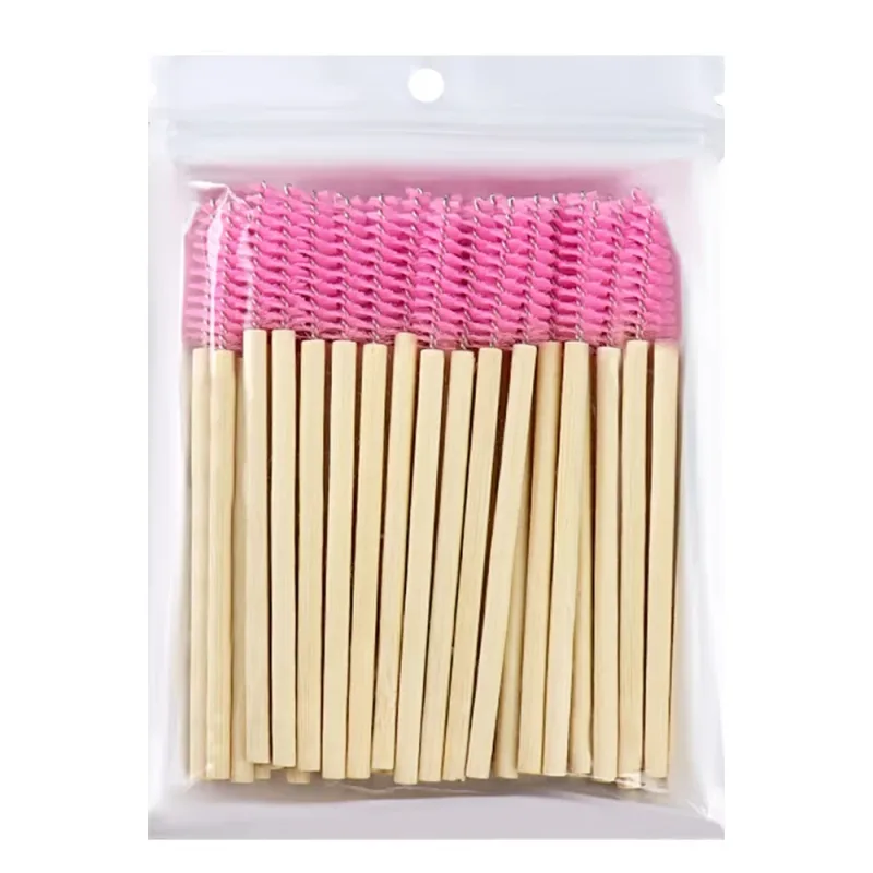 50 pçs alça de bambu escovas de cílios rímel varinhas aplicador cílios extensão escova sobrancelha spoolie escovas ferramenta de maquiagem