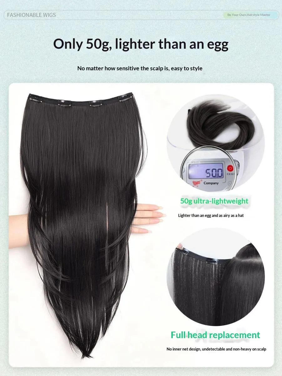 Extensão de cabelo reto sintético, uma peça em camadas, leve, invisível, sem costura, 4 clipes para mulheres, diariamente — image 6