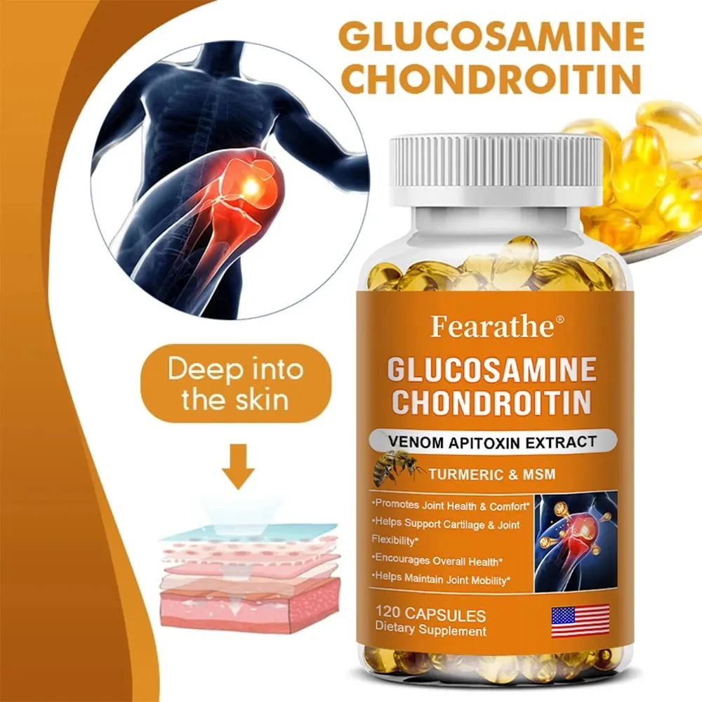 Suplemento de Glucosamina Condroitina MSM e Cúrcuma - Suporte para Cartilagem e Saúde Articular e Flexibilidade Cápsulas Não OGM