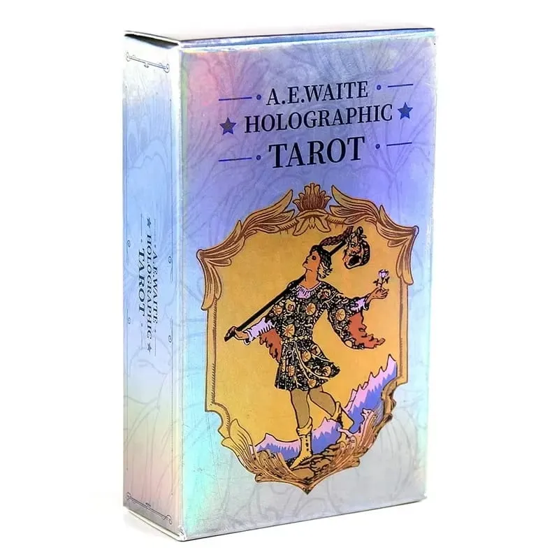 Colorido holográfico waite tarot padrão 78 cartão configuração espelho luz e sombra cartão rosto adivinhação imersiva