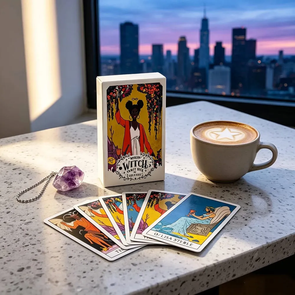 Baralho de tarô de bruxa moderno, 78 cartas, versão em inglês, jogo de tabuleiro de adivinhação, orientação espiritual, baralho de tarô para iniciantes
