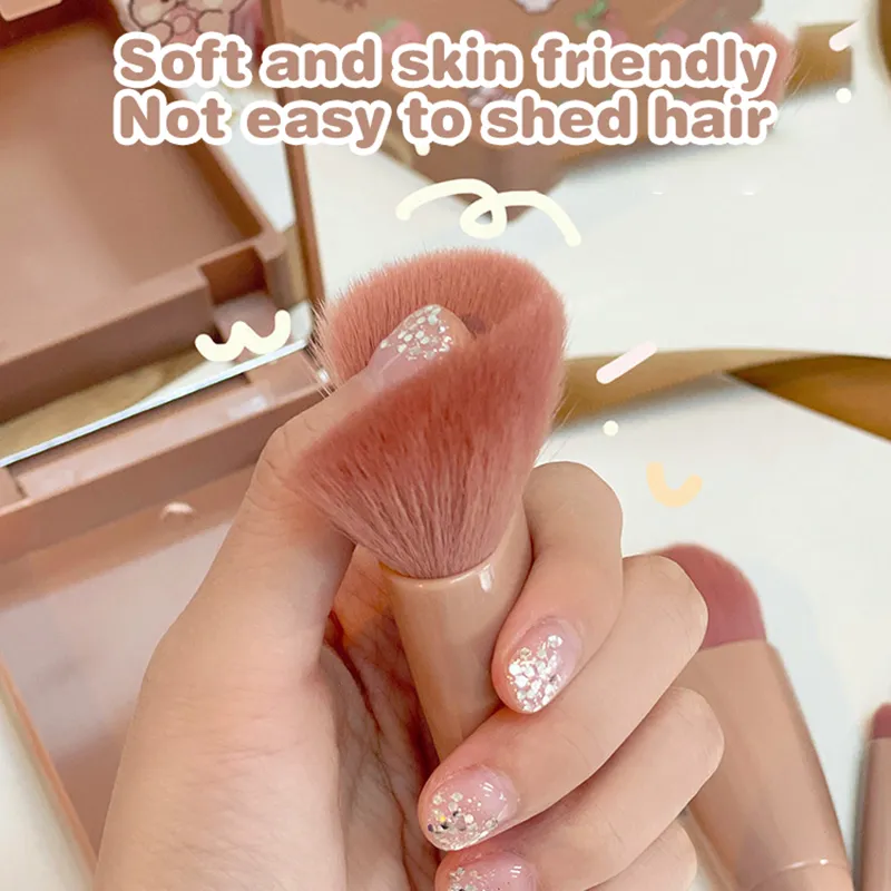5pcs Travel Size Makeup Brushes Set Mini Makeup Brushes Small Complete Function Cosmetic Brushes Kit With Case And Mirror Perfe