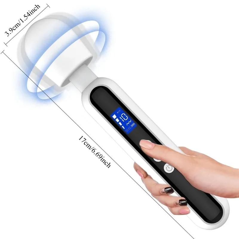 Powerful Magic Wand AV Vibrator for Women G Spot Clitoris Stimulator with LED Display Muscles Massager Masturbator Adult Sex Toy