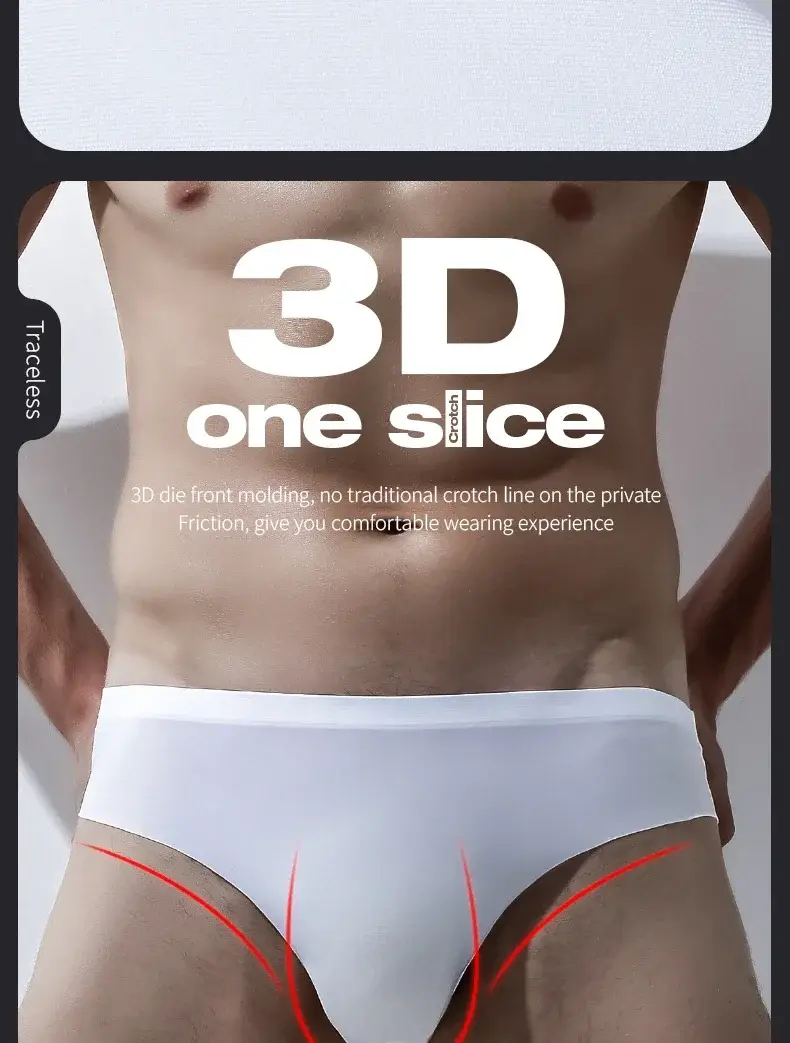 Men's underwear Men's ice silk briefs summer breathable quick-drying seamless shorts Transparent ultra-thin personality underpan