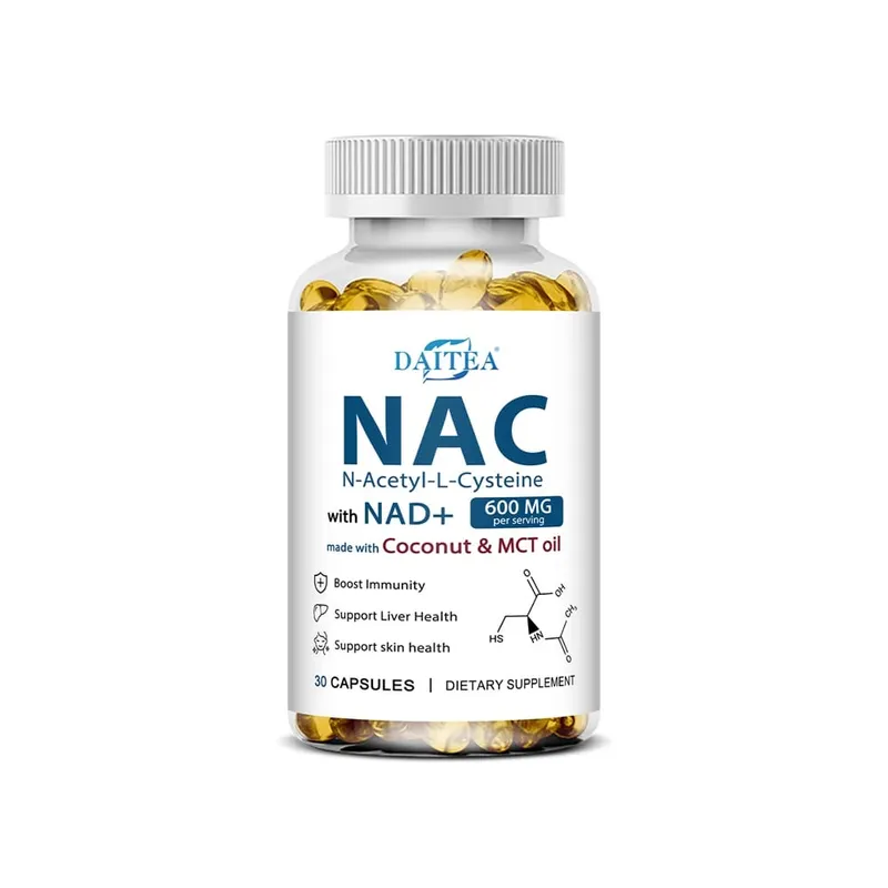 Suplemento N-Acetil Cisteína NAC com NAD + Suporte Antioxidante Suporte Saúde do Fígado Saúde da Pele Saúde Sem Glúten 120 Cápsulas