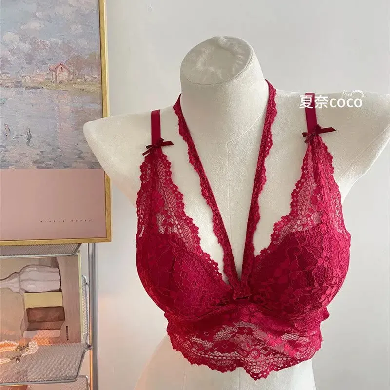 Renda francesa alça larga grosso superior camada de renda interna sem sutiã conjunto petite feminino pequeno busto conforto lingerie conjunto 32-38 s-xl