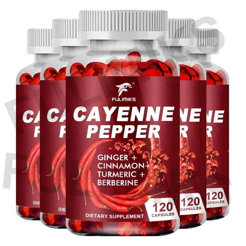 Cayenne Pepper Capsules Supports Cardiovascular Health Improves Digestion & Blood Circulation Capsaicin Supplement Softgels