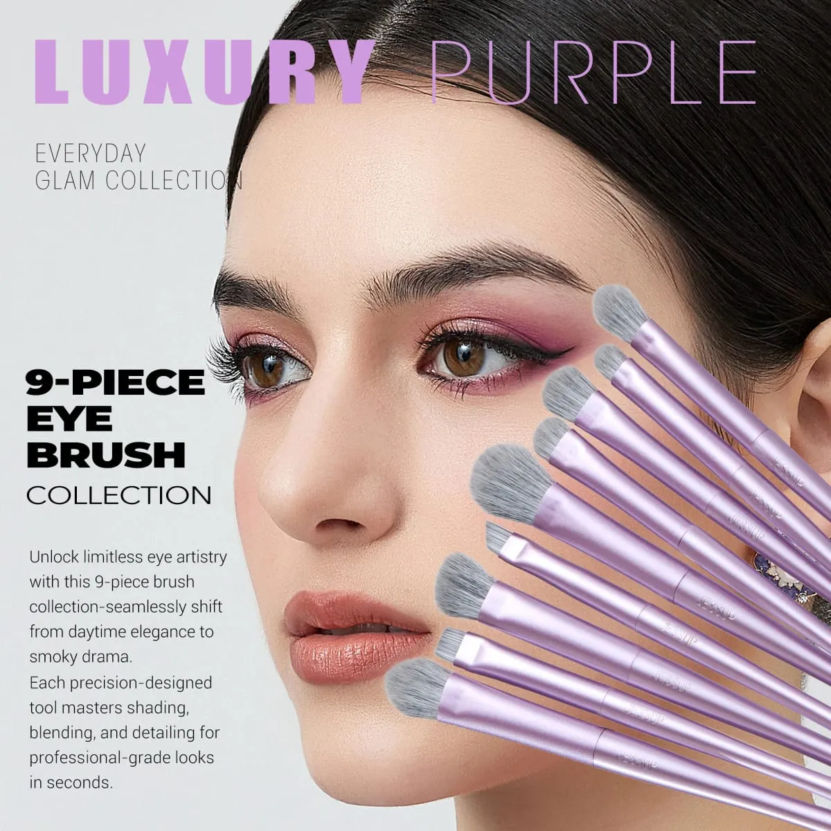 Jessup pincéis de maquiagem conjunto 4/6/7/10/14/15 pçs fundação escova de maquiagem rosto sombra mistura destacando corretivo luxo roxo