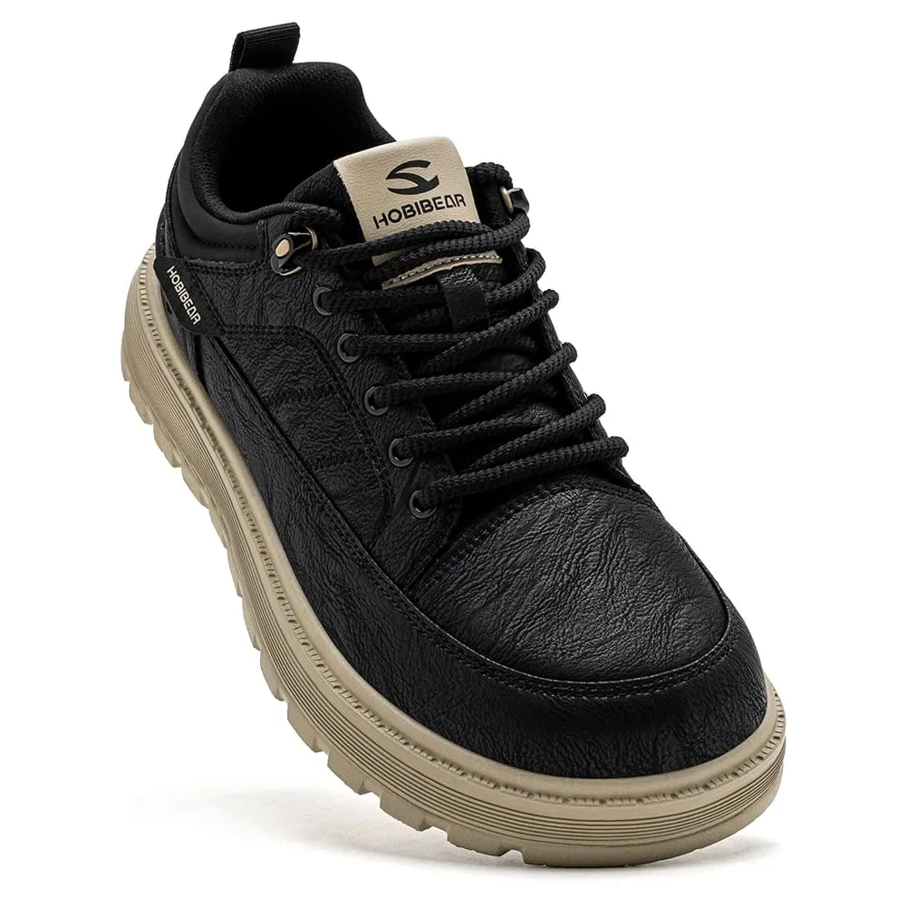 Sapatos masculinos de couro artificial clássico de largura larga Oxford com salto grosso retrô com cadarço casual