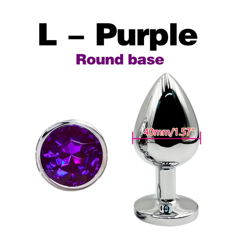 Plugue anal de metal com base de gema, plugue anal de 5 tamanhos para iniciantes e especialistas, massagem em ponto g, casais femininos/masculinos, brinquedos sexuais adultos