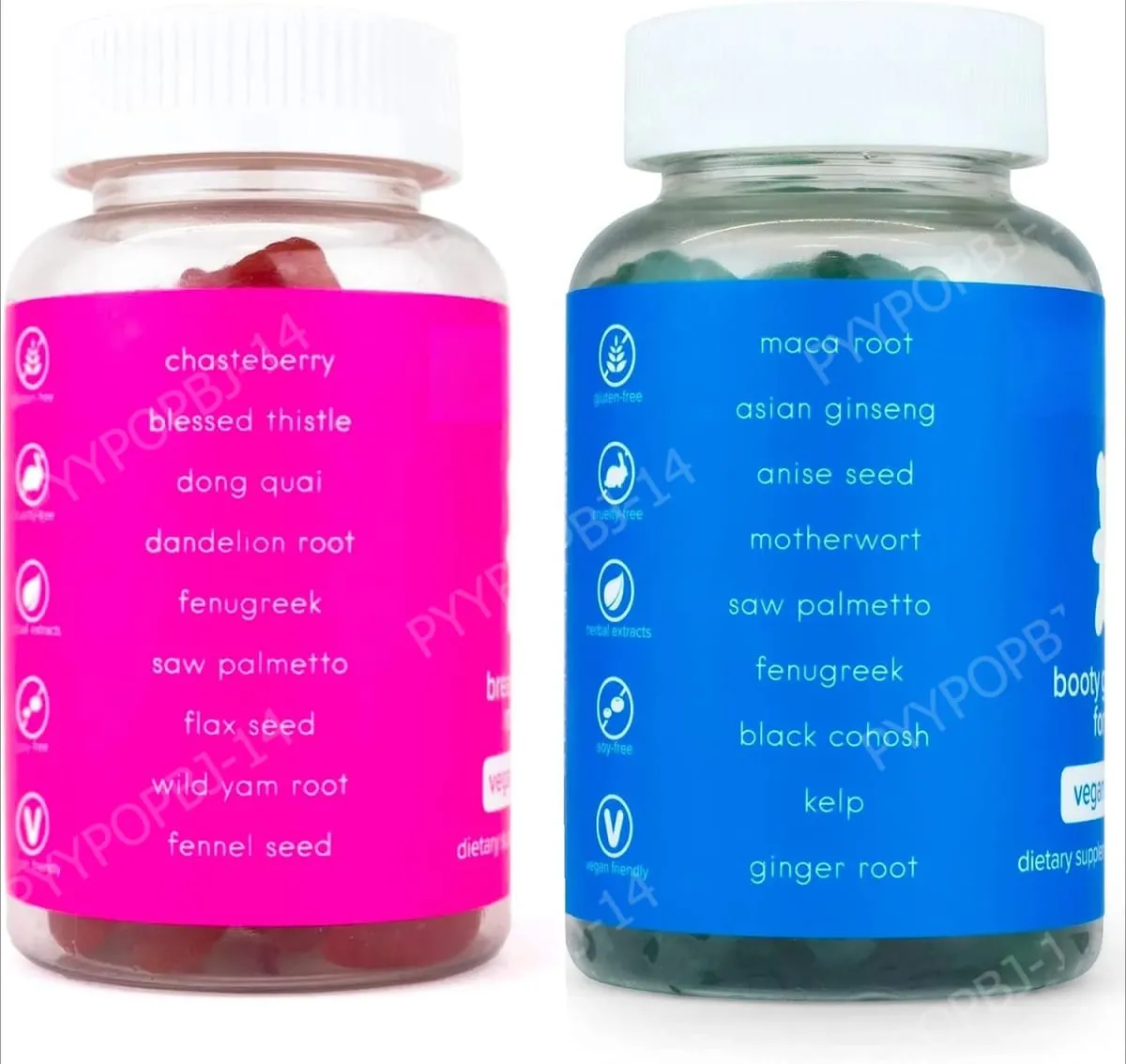 Top&Peach Support Combo Pack Gomas multivitamínicas para mulheres inclui extratos de ervas e vitaminas essenciais sem glúten 60 contagens