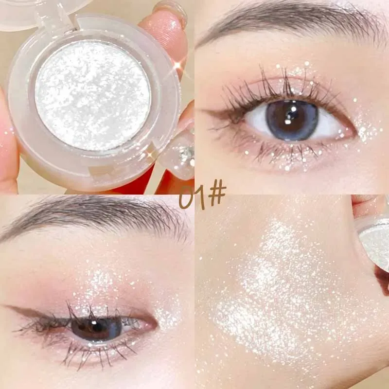 Sombra de olhos monocromática de alto brilho, à prova d'água, pêssego, rosa, longa duração, sedosa, fácil de colorir, diamante brilhante, cosméticos, 1 peça