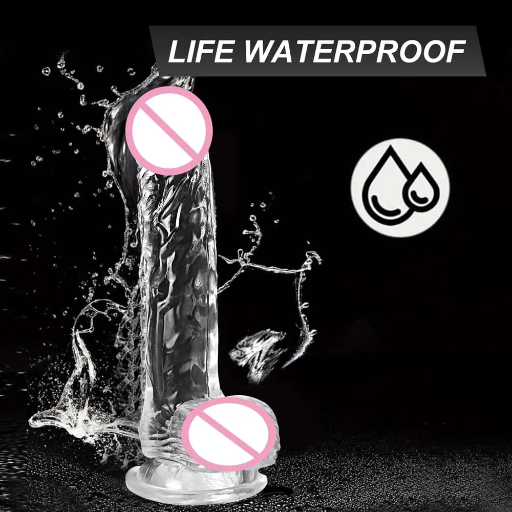 Realistic Soft Dildo for Women Beginner Transparent Penis with Strong Suction Cup Hands-Free Play for Adult Sex Masturbator