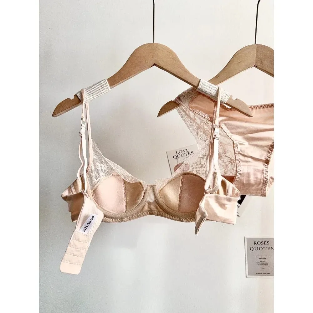 Women Lace Bra Panty Set Soft Underwire Thin Cup Push‑Up Support Intimates Lingerie Suit For Small Bust 32‑38 Fashion Underwear — image 7