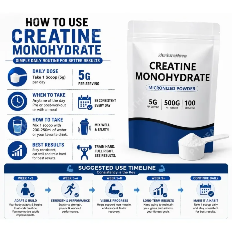 Creatina monohidratada em pó micronizada 500g 100 porções 5g colher suplemento de nutrição esportiva para homens e mulheres