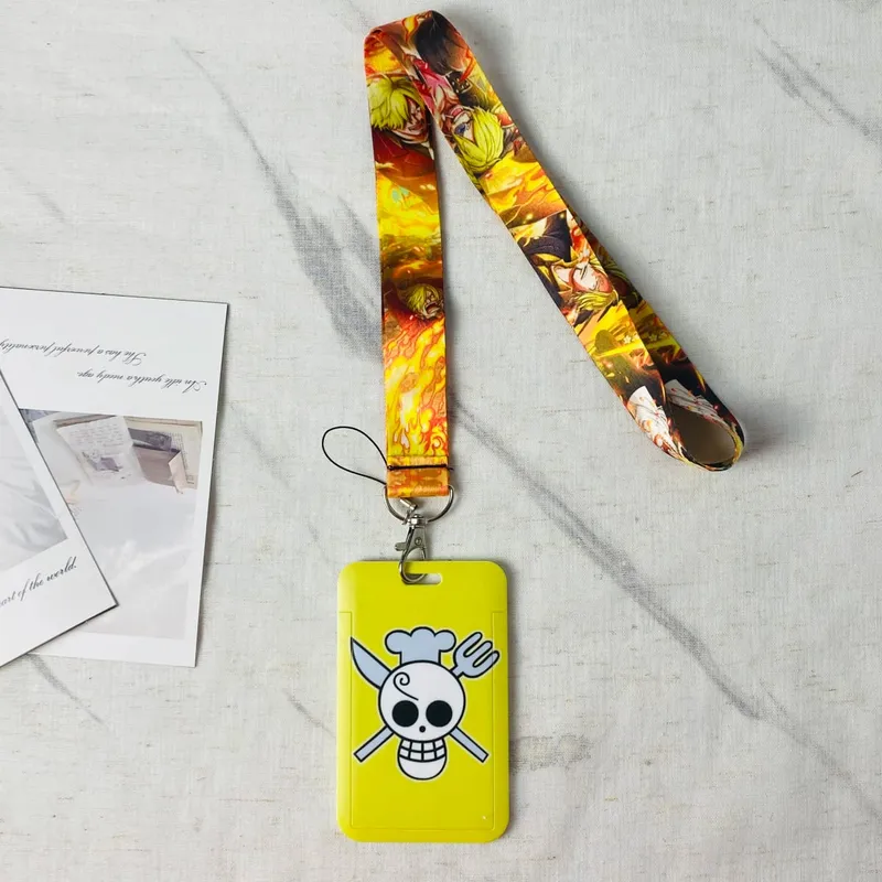 Anime dos desenhos animados titular credencial chaveiros pescoço cordão para cartão de passagem anime titular do cartão de crédito chaveiro correias atacado