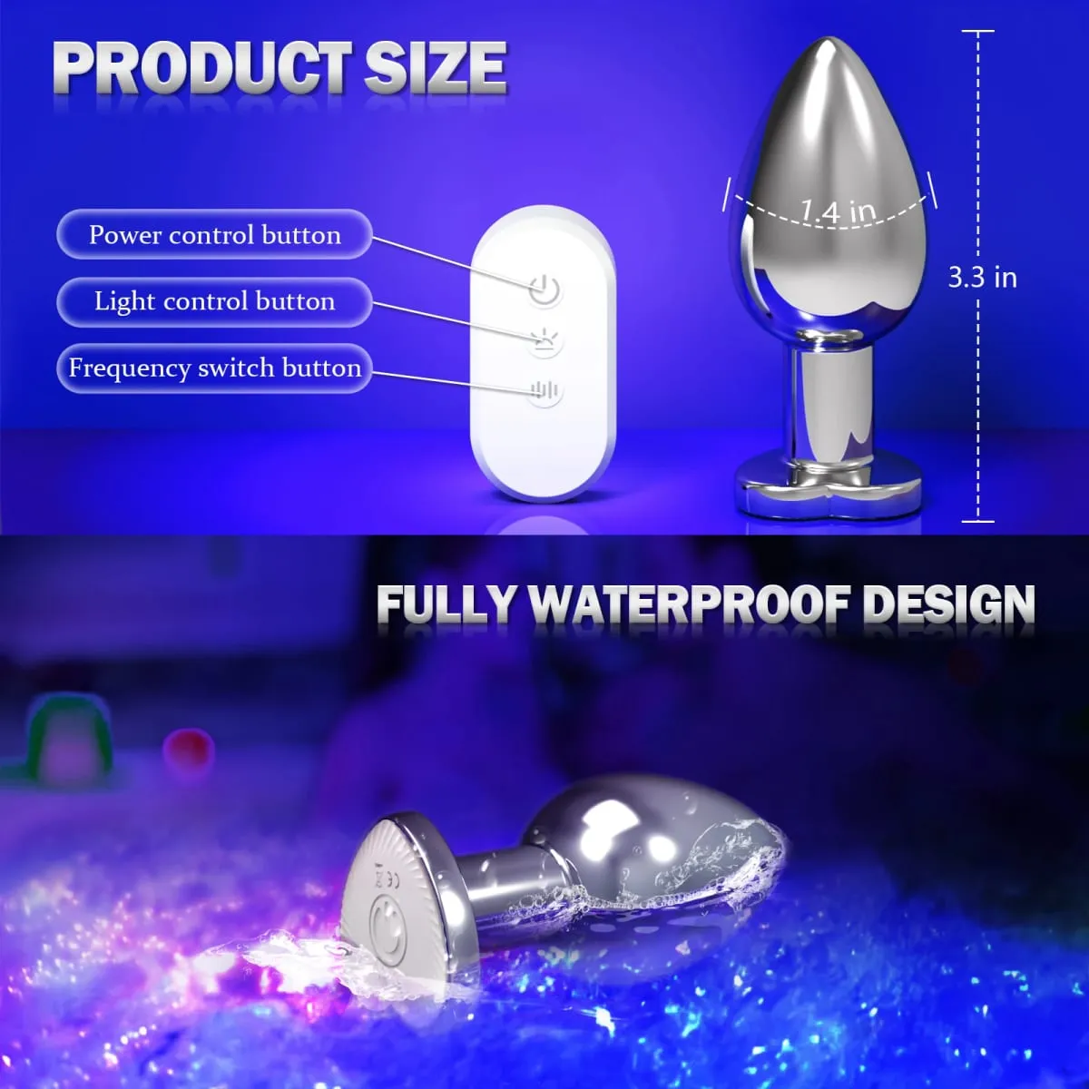 Plugue anal vibratório brilhante, luz rgb, controle por aplicativo, vibrador anal, metal brilhante, plug anal, bluetooth, vibração, brinquedos sexuais adultos
