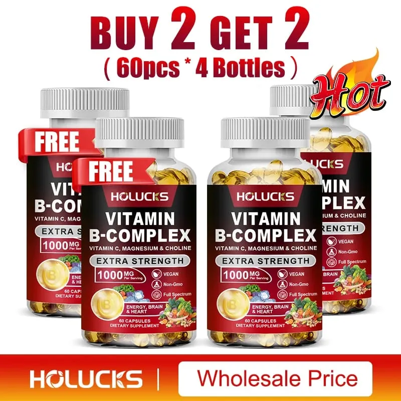 Suplemento de complexo de vitamina B, rico em B1 B2 B3 B5 B6 Biotina, força, suporte energético, cérebro e coração, promove o metabolismo