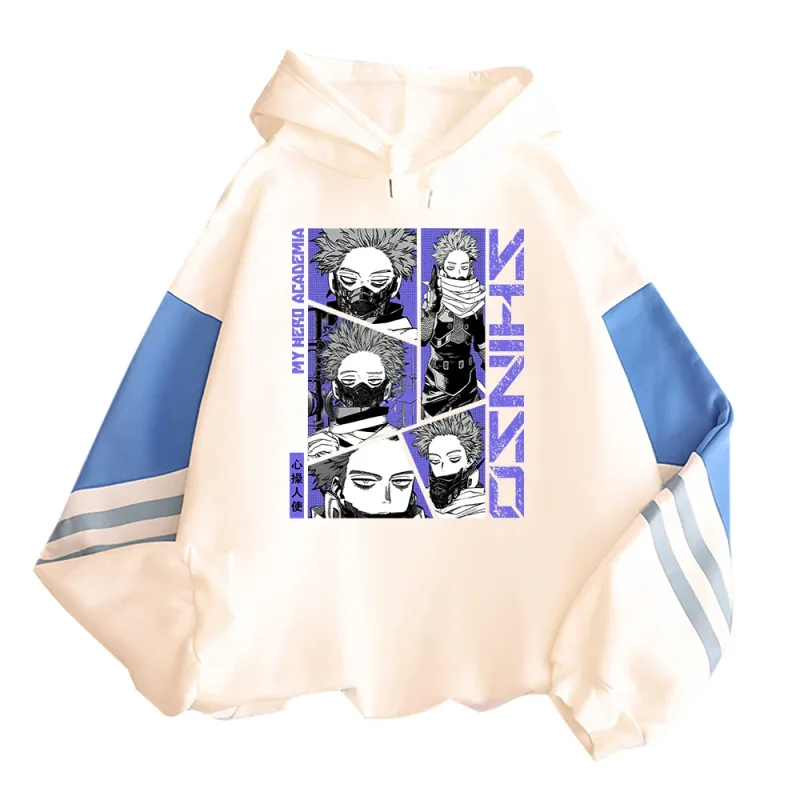 Anime My Hero Academia Hoodies Shinso Hitoshi Print Pullover Sweatshirts Harajuku Cartoon Style Crewneck Women Men Street Hoody
