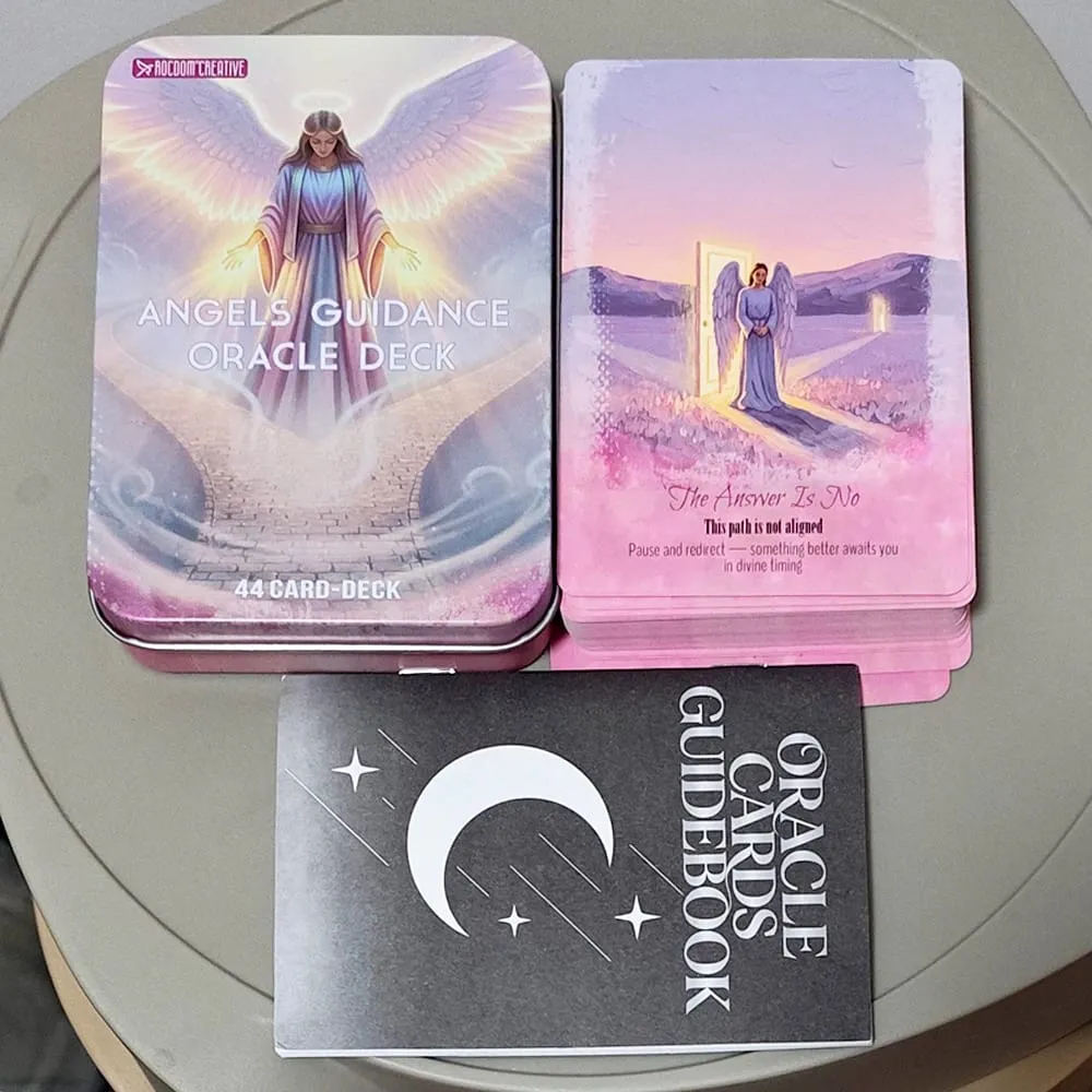天使指導神諭牌 - 44 張卡片,附指南勵志占卜卡,裝在鐵盒中,促進精神成長 — image 1