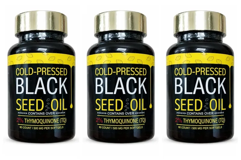 Black Seed Oil Capsules Cold Pressed Contain 1000mg Natural Nigella Sativa Oil – Daily Herbal Supplement 60 Count Per Bottle
