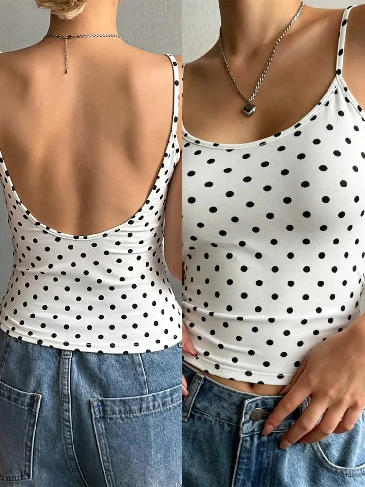 Mulheres sem costas cami colheita topo verão cor sólida casual sem mangas topo streetwear y2k roupas — image 10