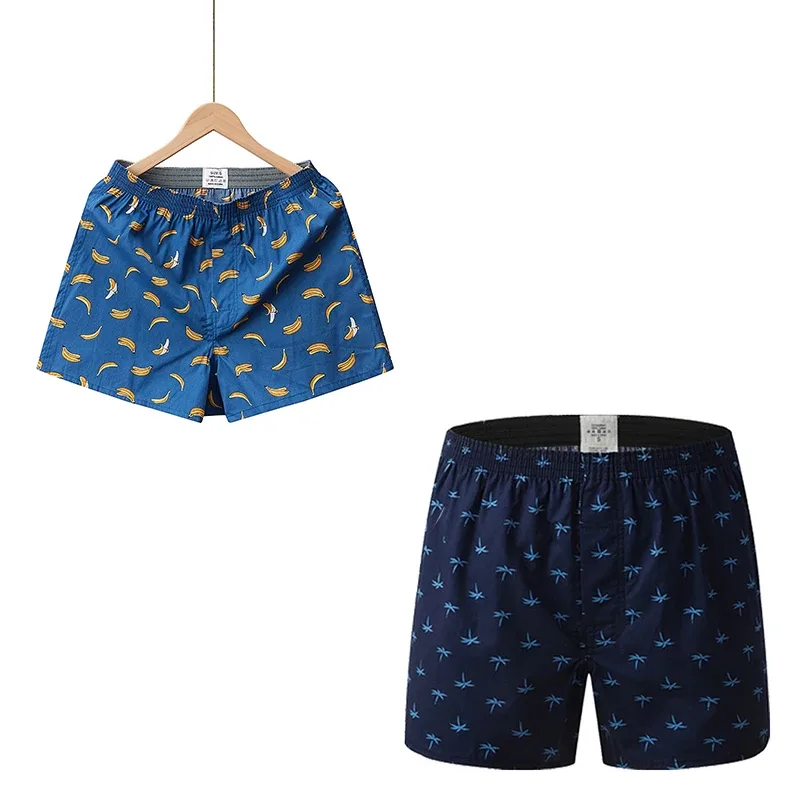 Men's Cotton Boxer Shorts, Printed Pattern Men's Underwear, College Style Shorts, Summer Breathable And Comfortable Loungewear