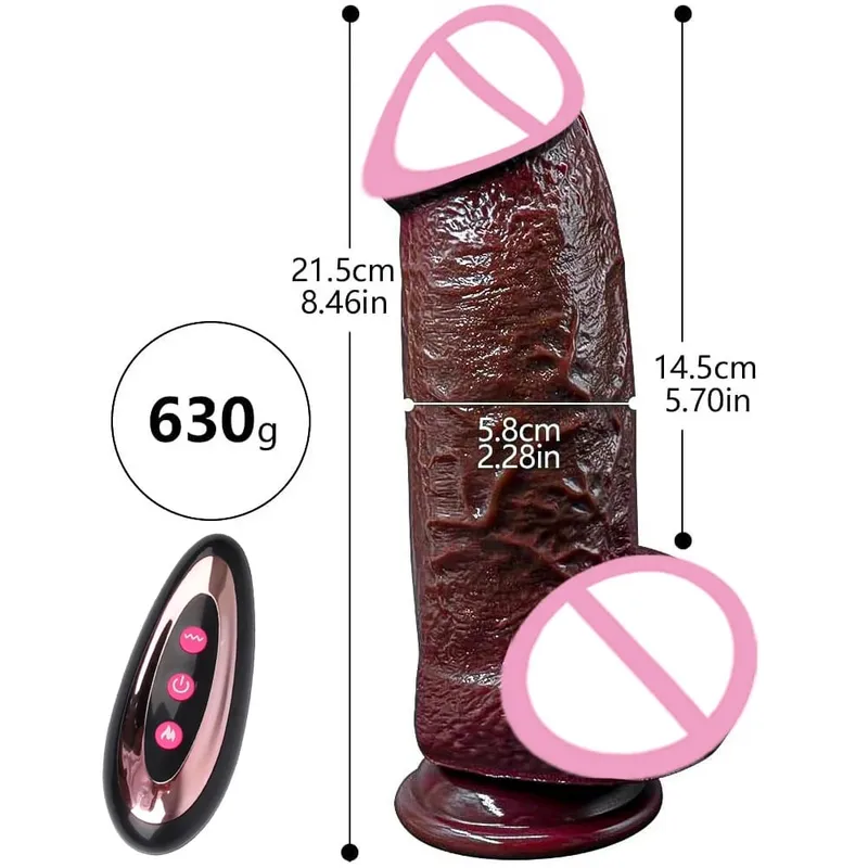 Thrusting Dildo Black Dick Elescopic Vibrating Dildo Vibrator Heating Sex Toy G-Spot Anal Stimulation Vibrating For Women