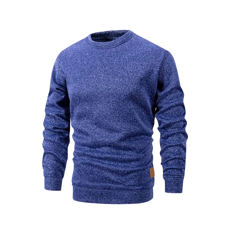 Moletom masculino quente com gola redonda, forrado de lã, pulôver térmico, outono inverno, moda casual, suéter solto de malha com capuz de manga comprida
