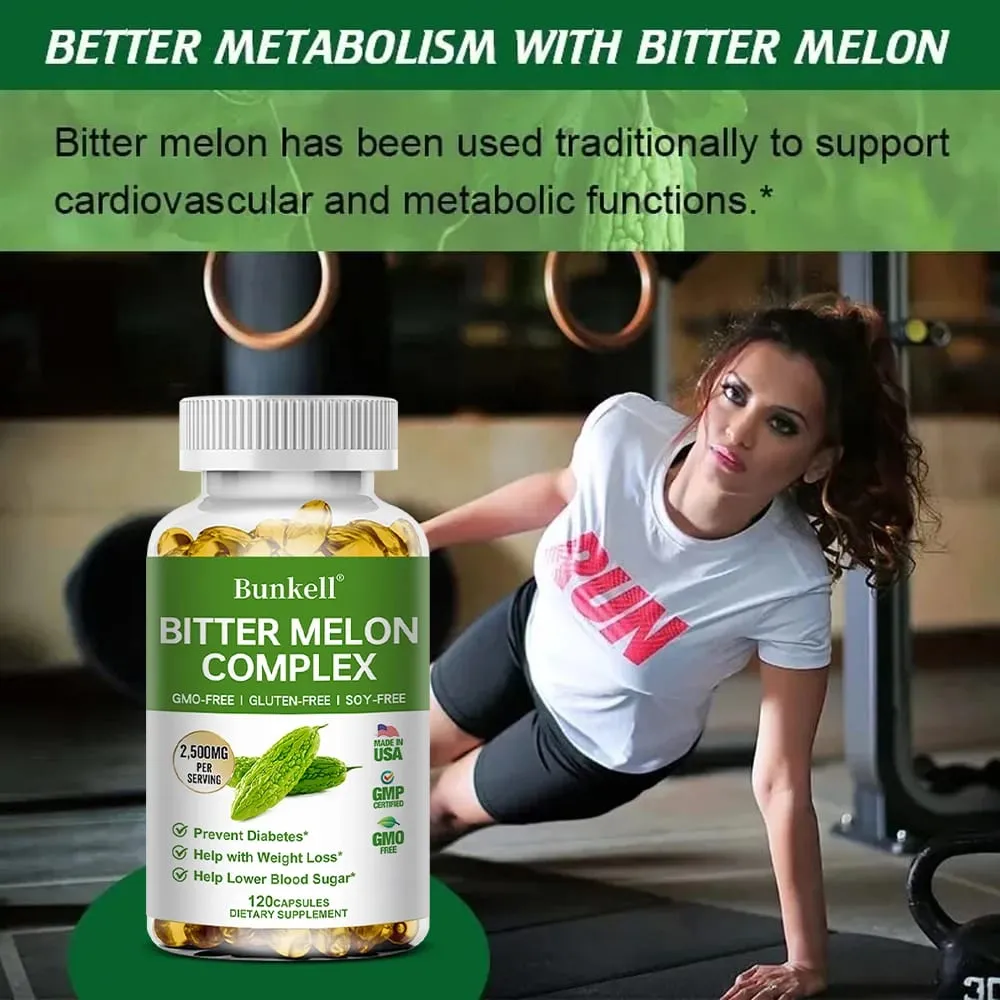 Organic Bitter Melon Extract Capsules - Supports Weight Management and Blood Sugar Balance Detoxification Skin Beauty