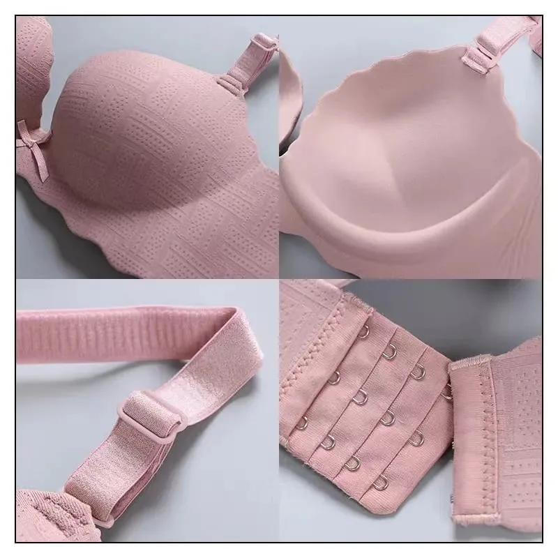 Small Breasts Show Big Underwear Deep V Push-ups No Steel Ring Flat Chest Special Bra Thickened Push-up Bra Set