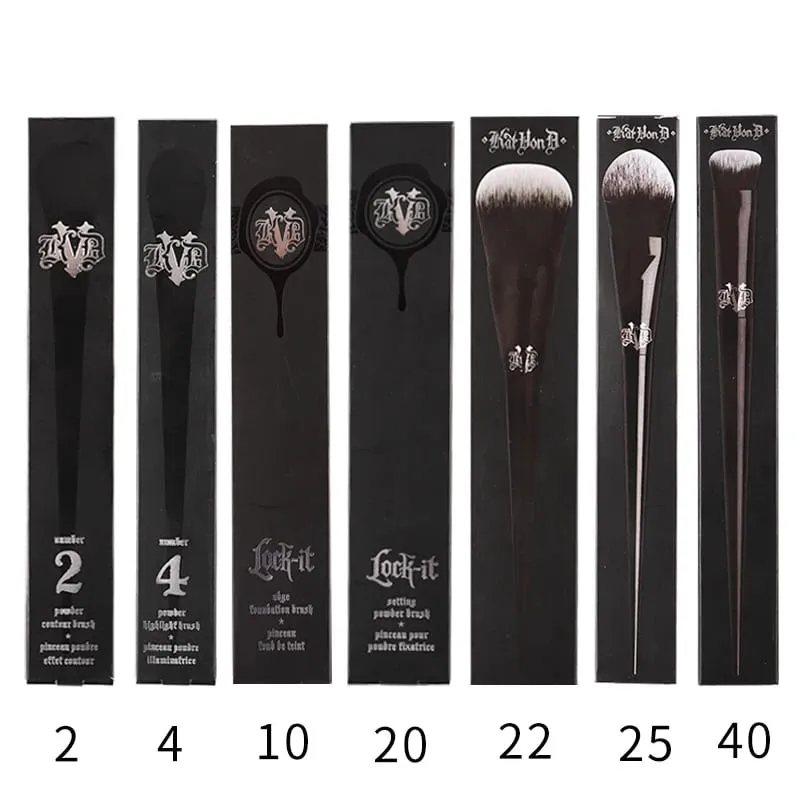 Kat Von D Conjunto de pincéis de maquiagem e kit para base, blush, destaque, corretivo, escultura em pó, sombra, pincel de maquiagem de marca KVD