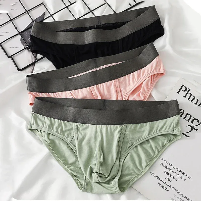 Cuecas modais masculinas, design de bolsa dupla separada, roupa íntima ultrafina e respirável de alta elasticidade, uso diário confortável