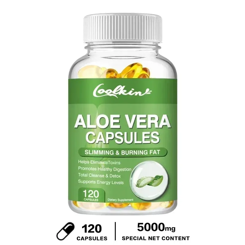 Cápsulas de Extrato de Aloe Vera - Aliviar a Constipação Intestinal Promover a Digestão Desintoxicar Controle de Apetite Queimar Gordura Não-GMOSu