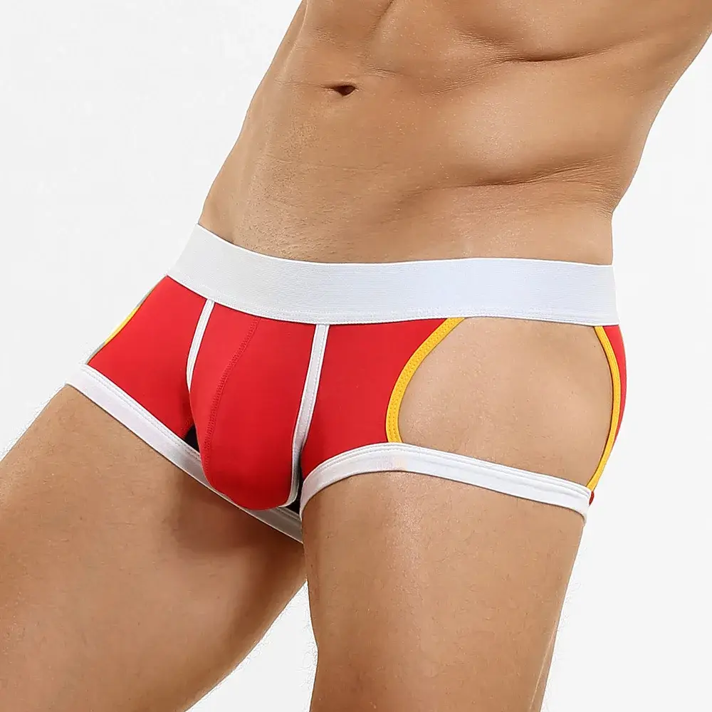 Men's Low-Waist U-Shape Flat Briefs Underwear Trendy Side-Light Design Comfortable Innerwear for Men