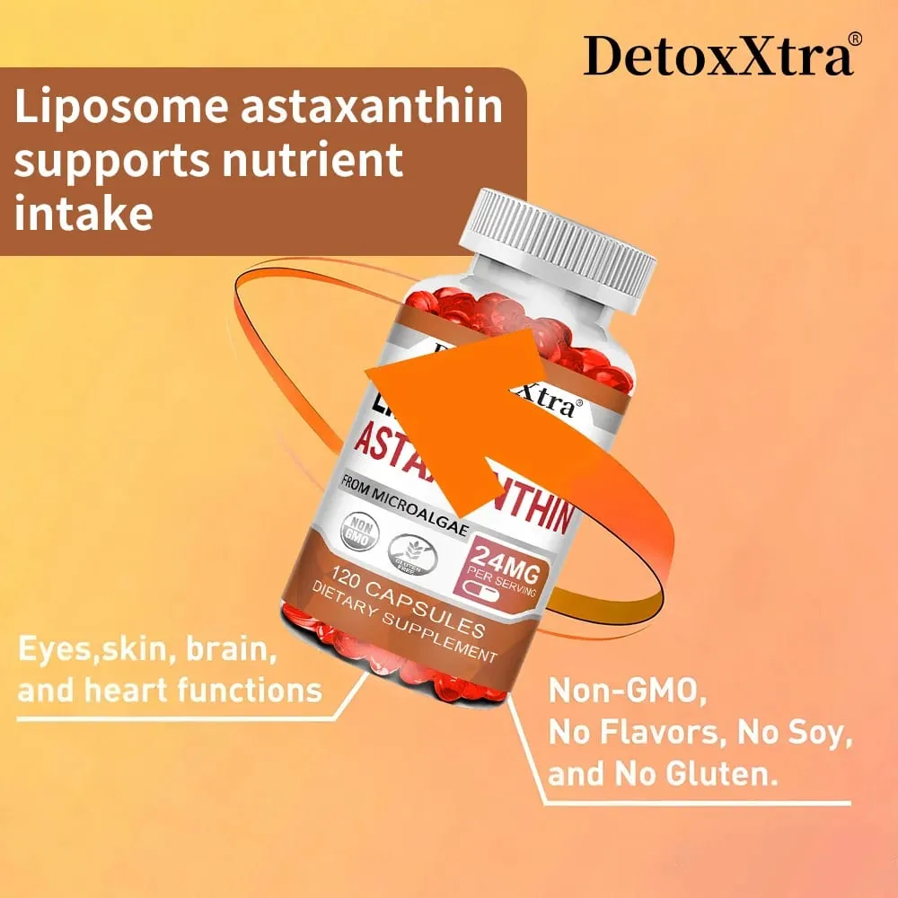Astaxantina lipossomal 24mg, antioxidante premium de alta absorção, suporta metabolismo, pele dos olhos, articulações e saúde imunológica, não-OGM — image 5