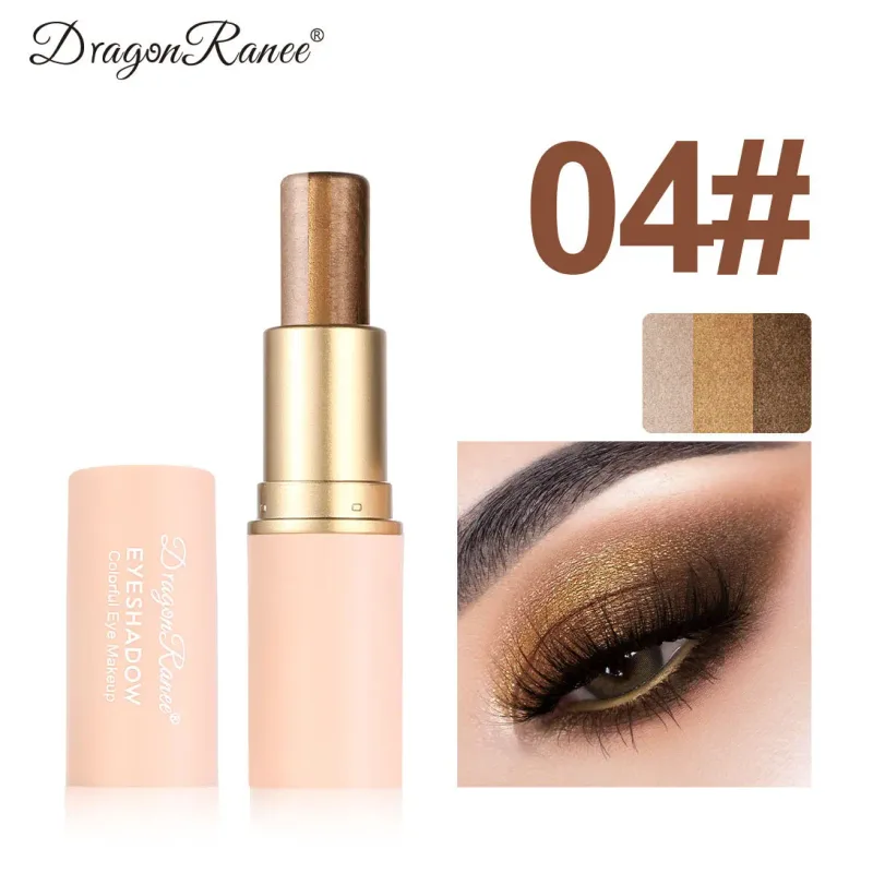 Caneta de sombra de três cores destacando vara impermeável fácil de usar glitter pérola sombra vara shimmer one-swipe olhos maquiagem