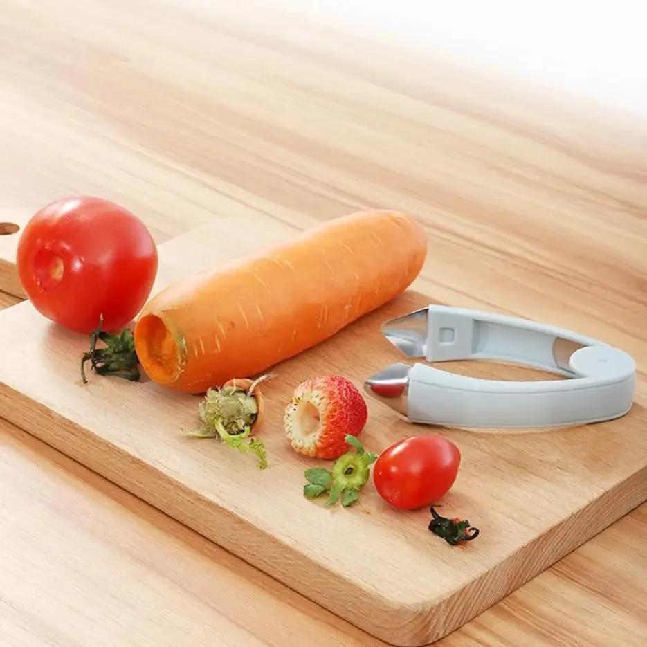 Removedor de folhas de tomate em aço inoxidável, cortador de sementes de abacaxi, pinça para descascar frutas, máquina de cozinha, fatiador, aparelho — image 6