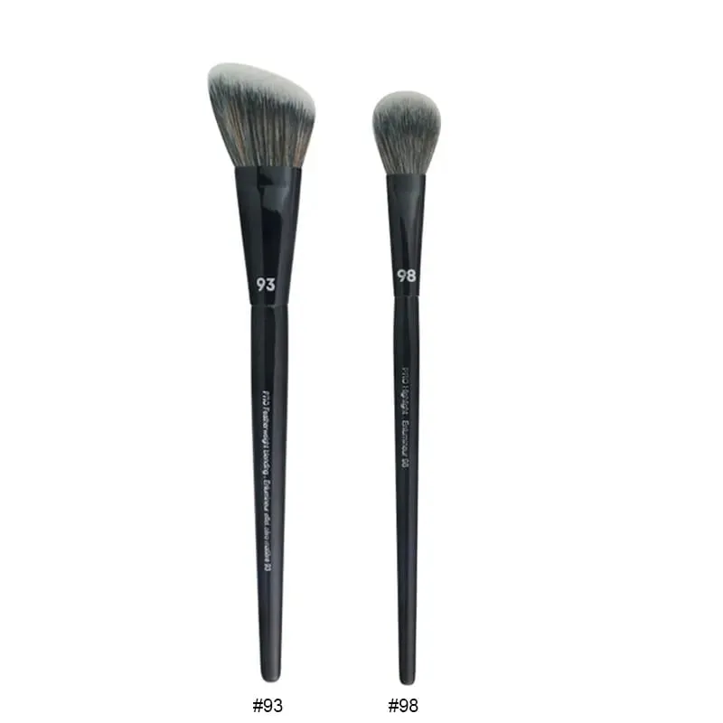 2 pçs/set Pro Preto Pincéis de Maquiagem Cabelo Sintético Pó Sombra Mancha Destaque Fundação Airbrush Difusor Make Up Brush