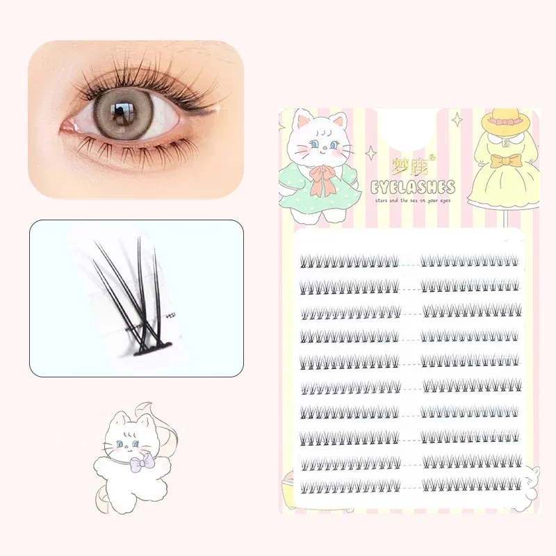 J onda v forma sob cílios quadrinhos olho cílios naturais inferiores cílios macios manga cílios cachos cachos maquiagem coreana