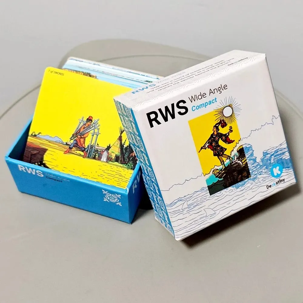 RWS 廣角塔羅牌 - 緊湊版 78 張卡片 + 2 張特價框架卡雙浮雕裝在兩件式硬盒中