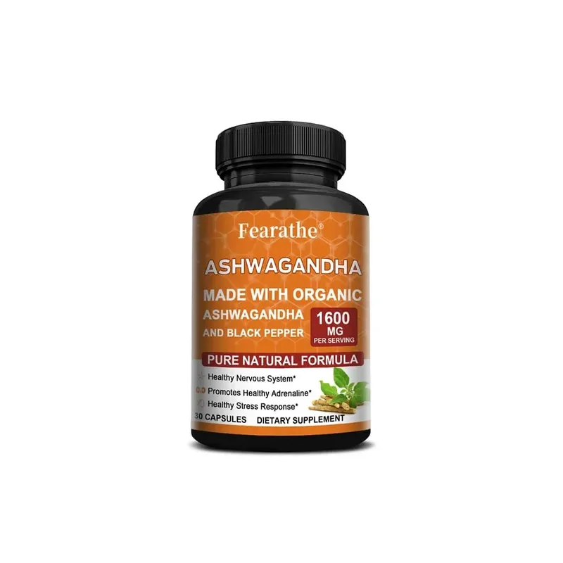 Cápsulas de extrato de Ashwagandha - Pimenta preta, suporte para alívio do estresse, humor, sono, função cerebral, recuperação muscular e saúde imunológica