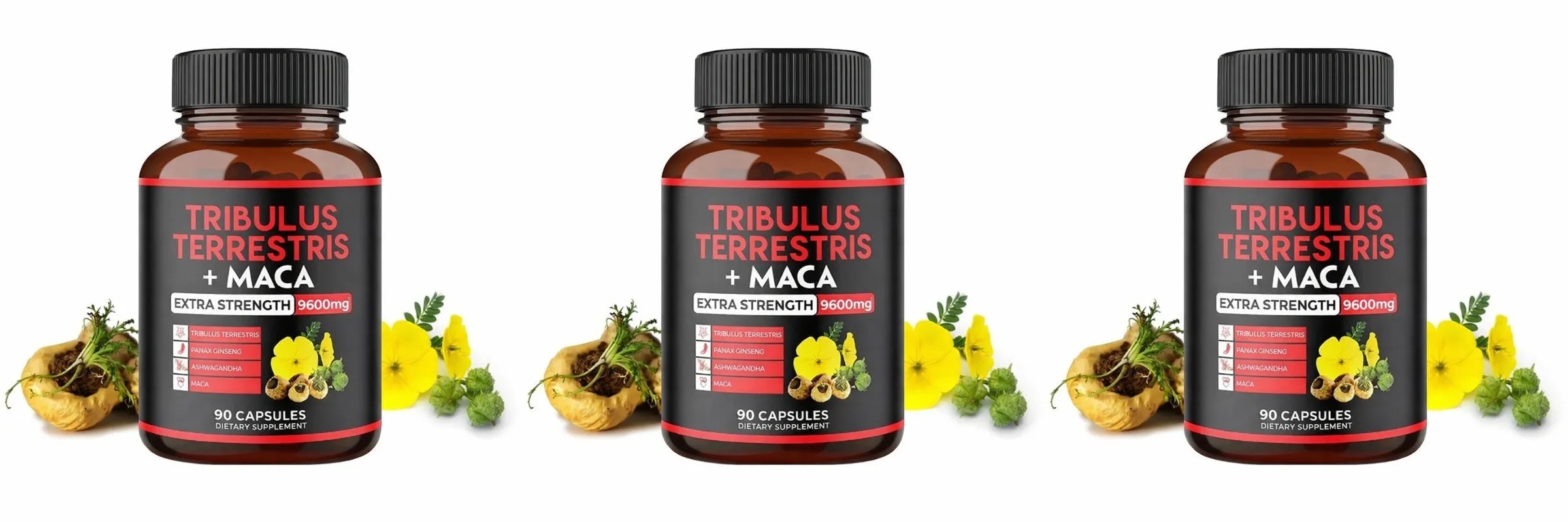 Suplemento de Tribulus Terrestris + Extrato de Raiz de Maca Apoia a Vitalidade Energética Saúde Natural de Ervas Não-OGM 90 Cápsulas Veganas