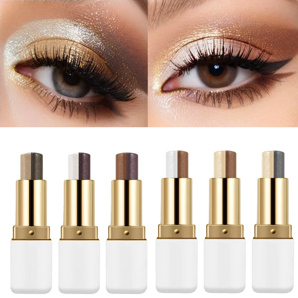 Double Color Eyeshadow Stick Glitter Highlight Shadow Stick Eye Makeup Waterproof Lasting Shimmer Metallic Eyeshadow Makeup — image 3