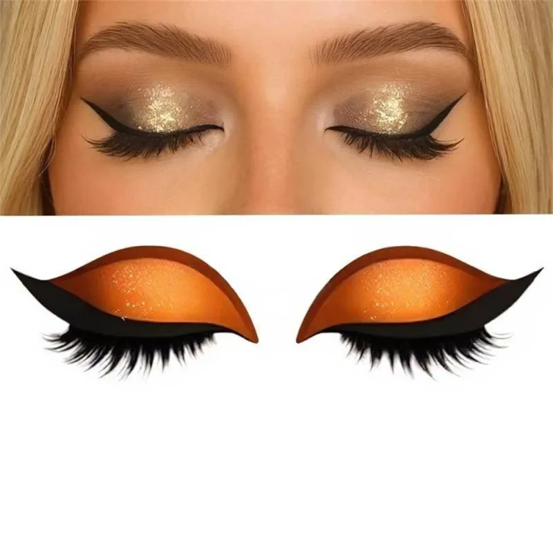 Reutilizável 1 par preguiçoso sombra de olho cílios remendo 2-em-1 adesivo de maquiagem dos olhos com cílios postiços & sombra à prova dwaterproof água ferramentas cosméticas