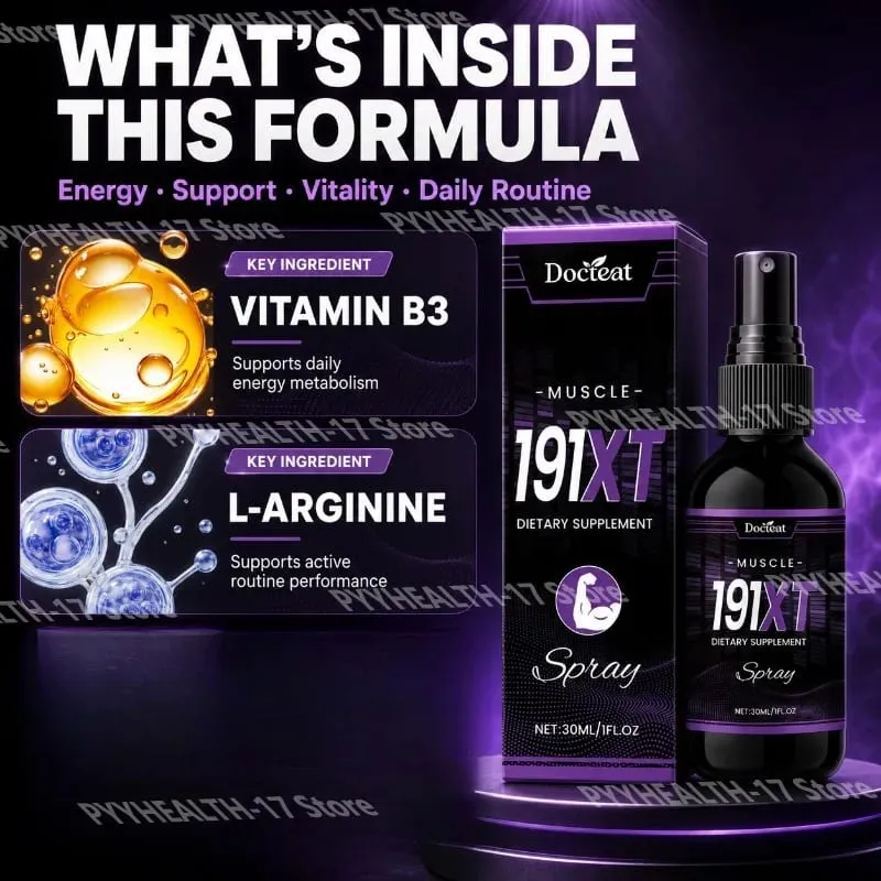 191XT Muscle Spray with Vitamin B3 L-Arginine and Tribulus Terrestris Extract for Muscle Support Endurance 30 ML