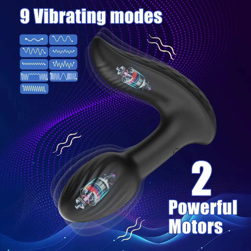 Plugue anal sem fio com controle remoto, 9 modos, rotação 360, vestível, plugue vibratório, massagem de próstata, brinquedos sexuais adultos para mulheres