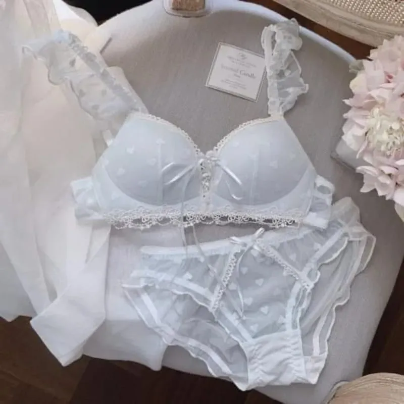 Bonito estilo alemão conjunto bralette sem fio rendas sutiã de treinamento para adolescentes doce primeiro sutiã para peito pequeno confortável meninas lingerie