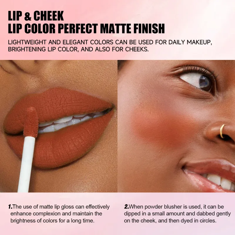 Brilho labial de veludo fosco, múltiplas cores, à prova d'água, de longa duração, copo antiaderente, batom suave para aplicar alta renderização de cores