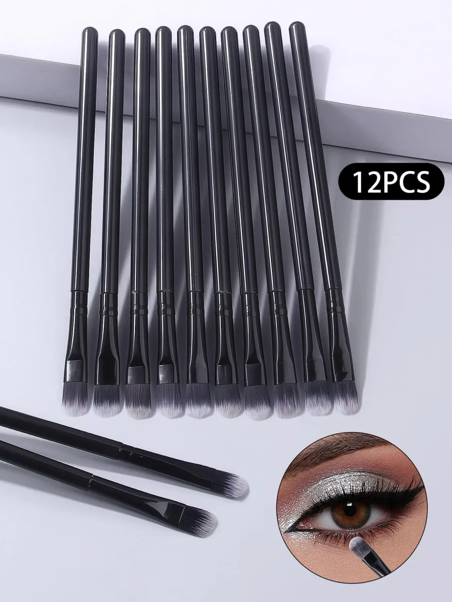 12 pçs conjunto de escova de sombra de cerdas macias-pincel de mistura de maquiagem de olho pincel de corretivo escova de maquiagem portátil ferramentas